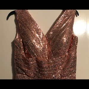 Long beautiful sparkly rose gold dress